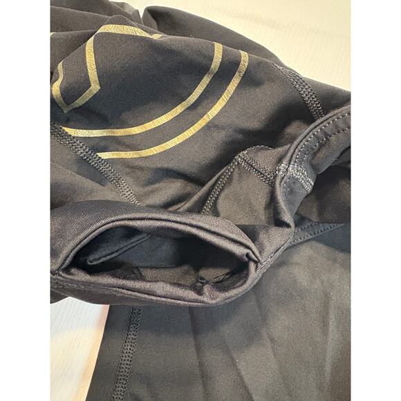 Virus Performance Compression Leggings Cropped Black Gold Womens Large Gym - Picture 6 of 16